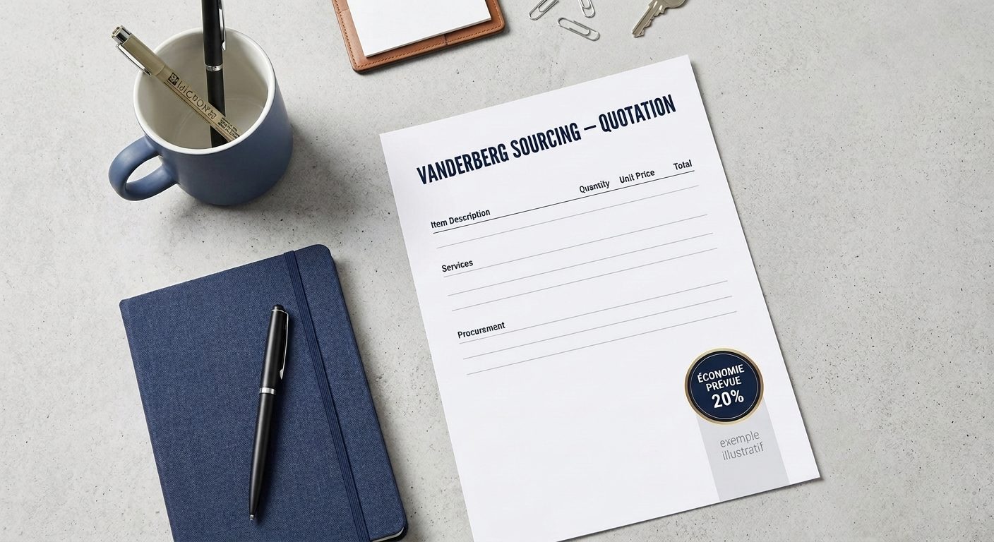 Exemple de devis Vanderberg Sourcing avec estimation d'économie, à titre illustratif